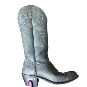 Laredo Black Western Cowboy Boots Women’s 7.5B Leather Python Print Snip Toe